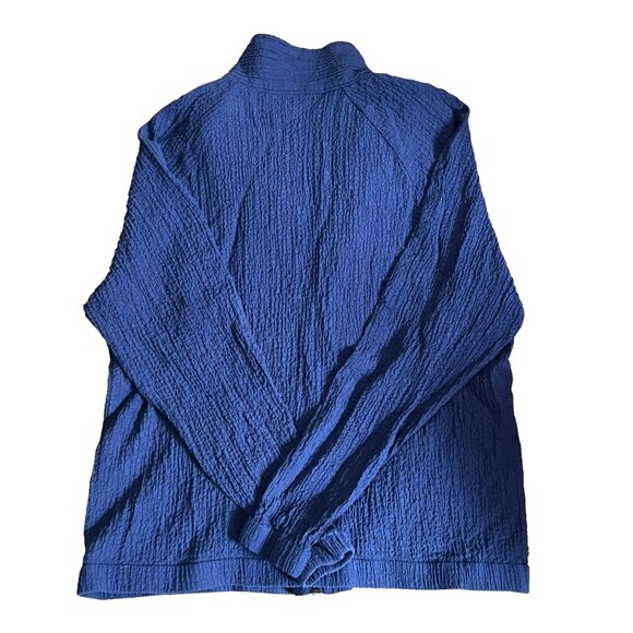 Monterey Bay Crinkle Textured Zipper Front Cardigan Jacket Sz Small Petite Navy - Picture 3 of 3